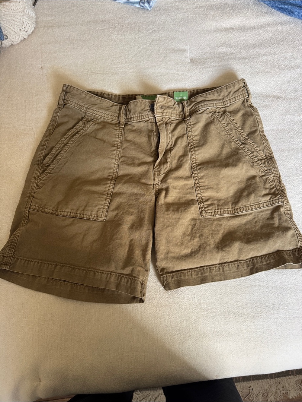 Anthropologie Olive-Tan Utility Shorts